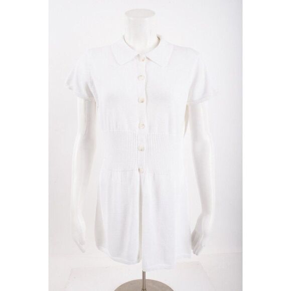 Simply Vera Vera Wang Womens White Short Sleeve Tunic Cardigan Sz M Mini dress - Picture 1 of 6